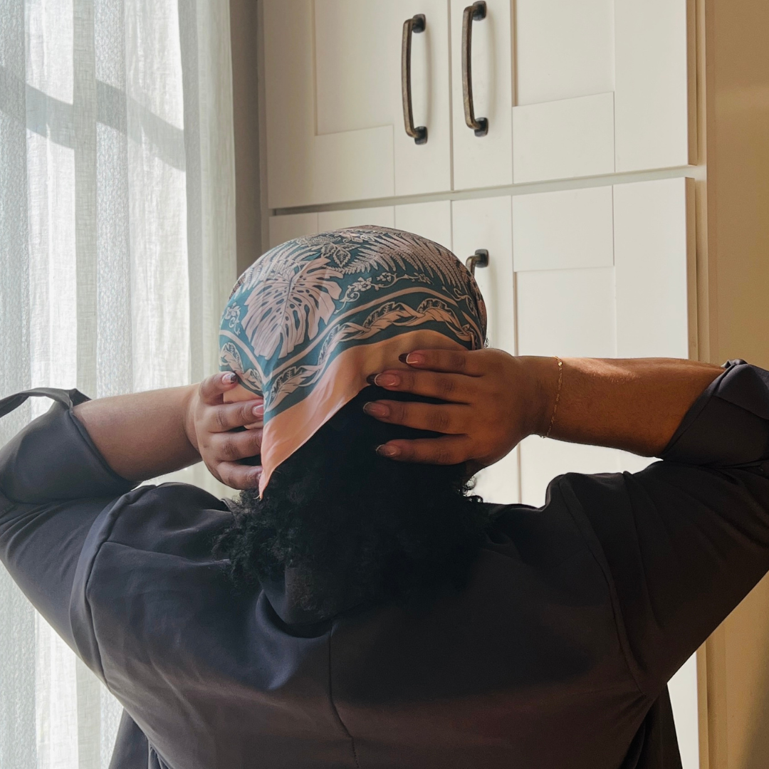 Silk Headscarf in English Bluebell