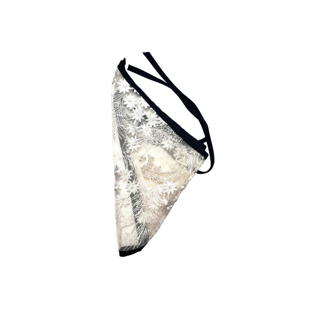 Embroidered Lace Bandana in Coral Bells