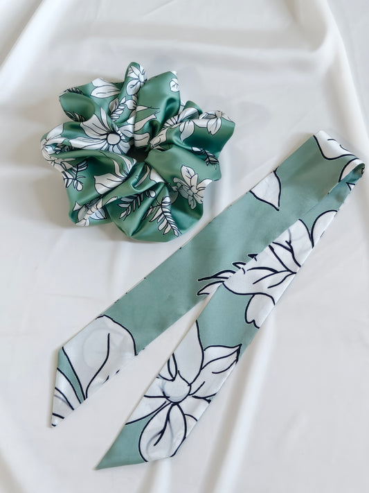 Stone Crop Set — Silk Scrunchie & Scarf