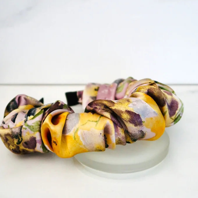 Silk Scrunched Headband in Aster