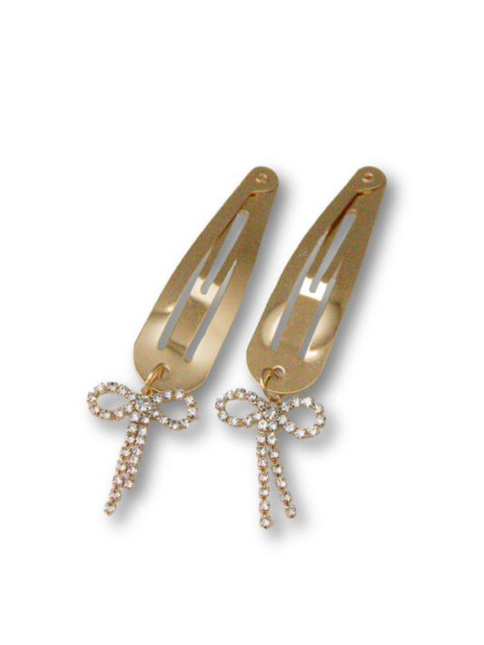 Bowknot Metal Snap Hair Clips in Pearl Jasmine