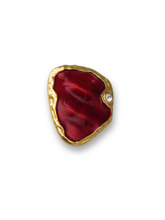 Heart-Shaped Hair Clip in Crimson Rose