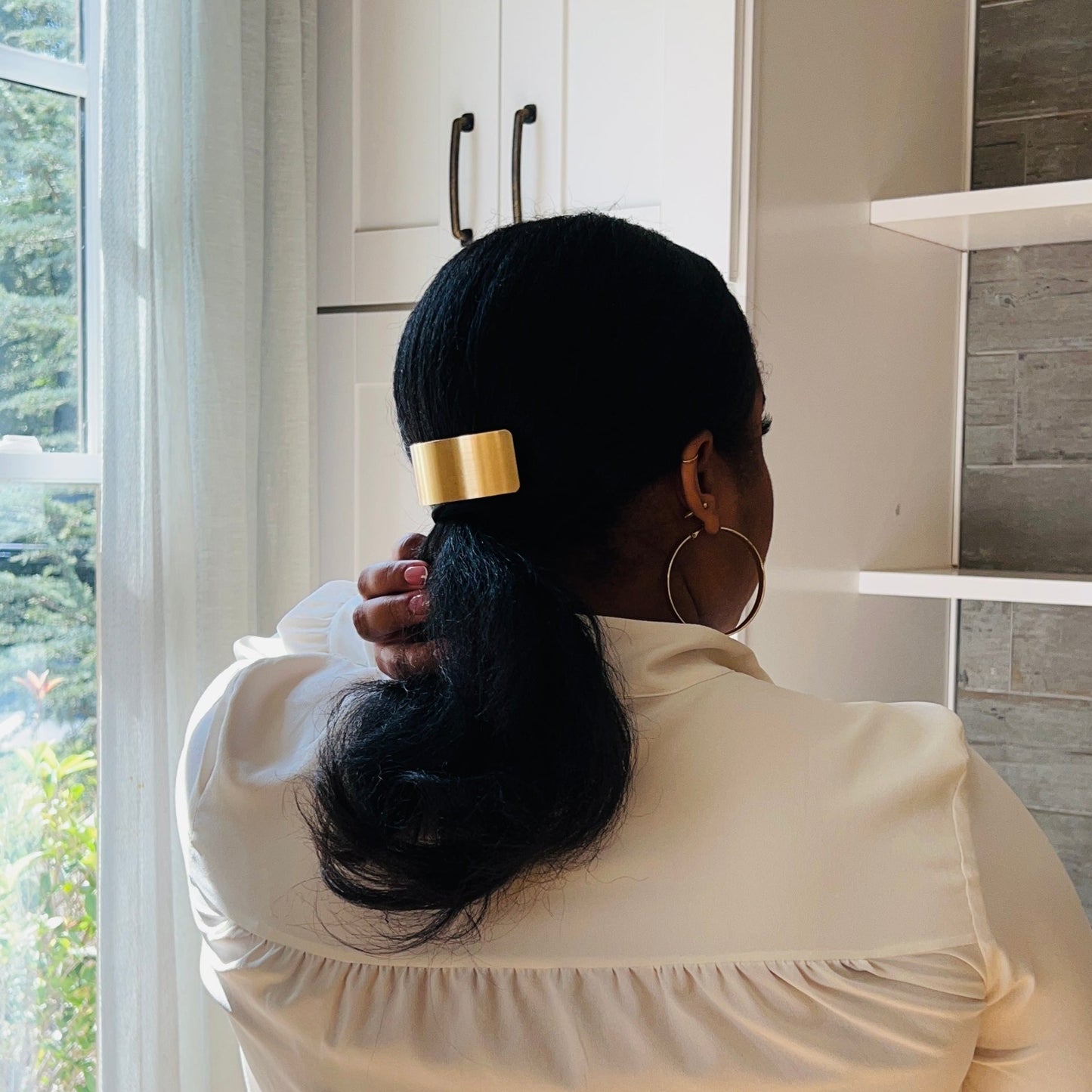 Gold Hair Clip in Bee Balm