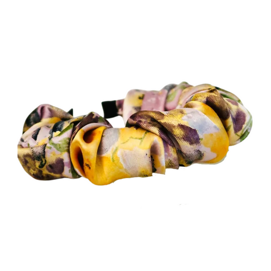 Silk Scrunched Headband in Aster