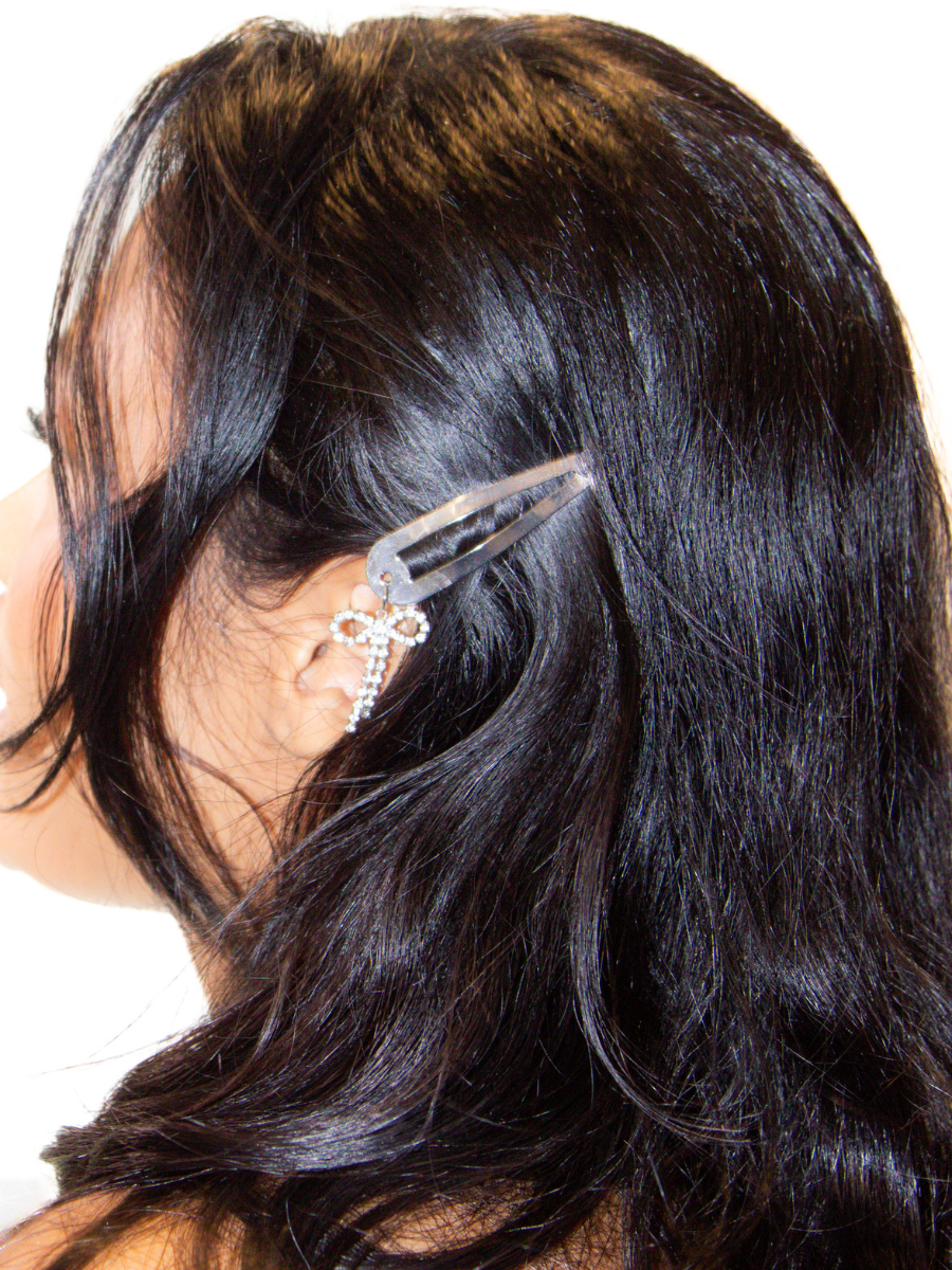 Bowknot Metal Snap Hair Clips in Pearl Jasmine