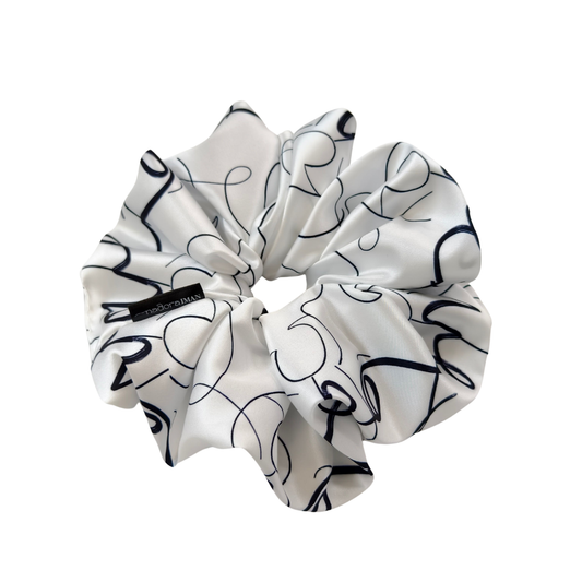 Jumbo Silk Scrunchy in White Egret