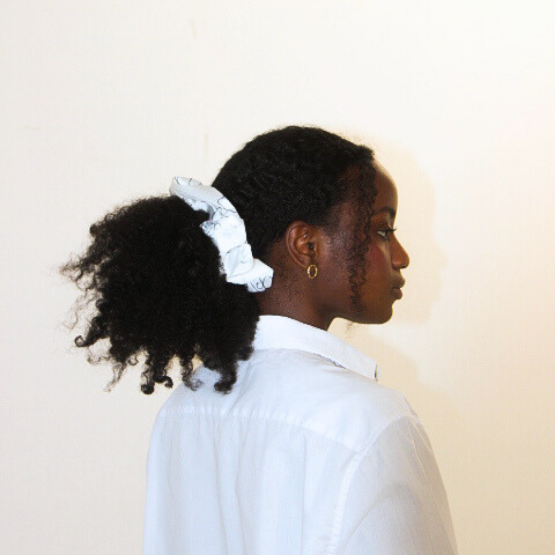 White Egret Set — Silk Scrunchie & Scarf
