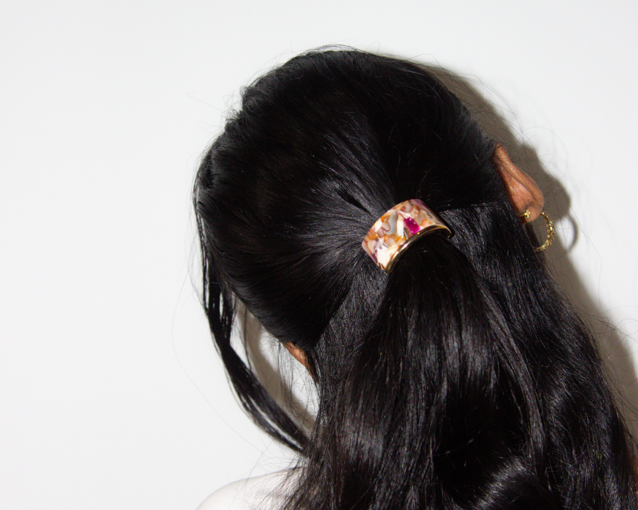 Ponytail Cuff in Brown Molten Gardenia