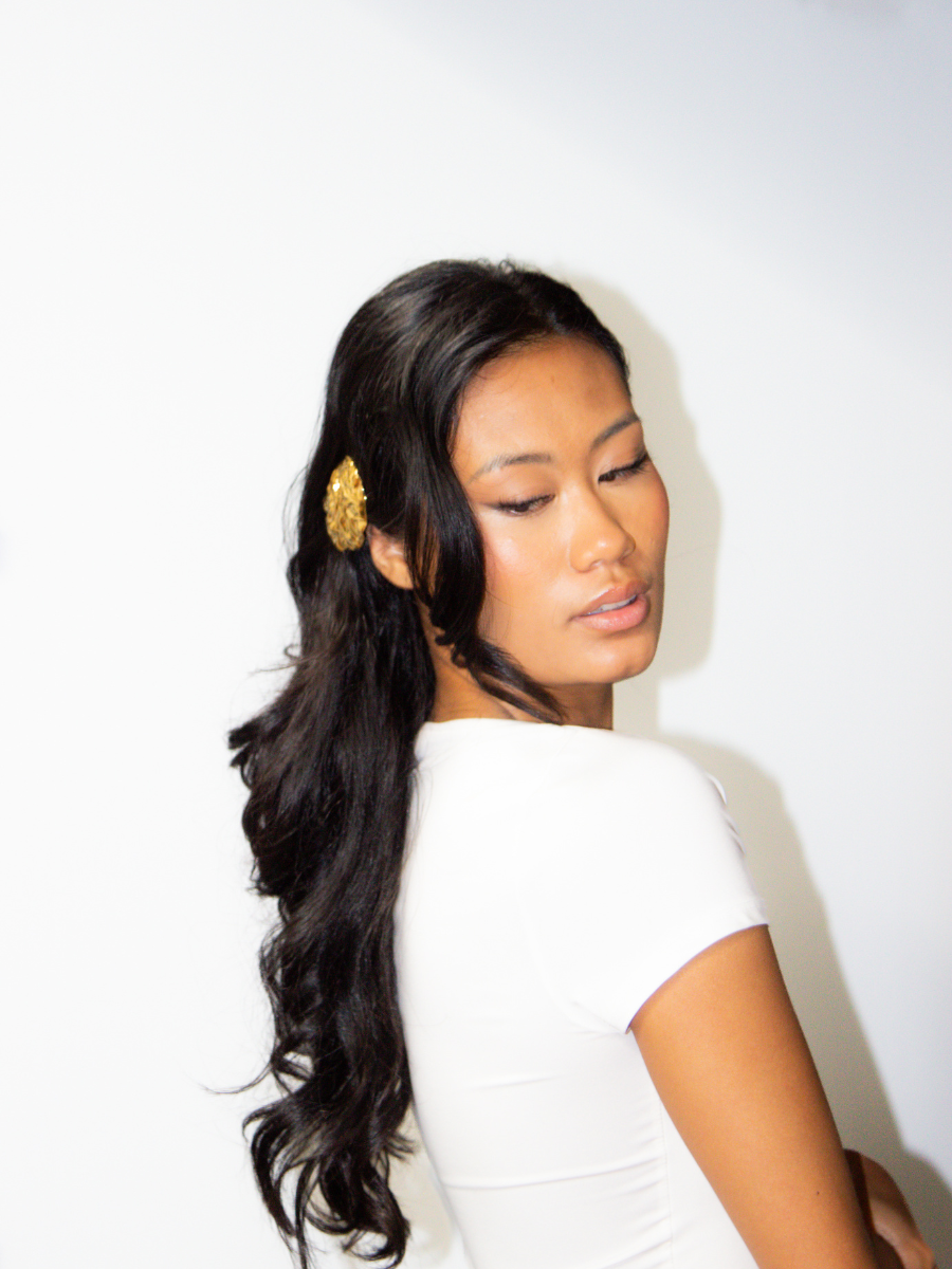 Circle Gold Texture Barrette in Iris