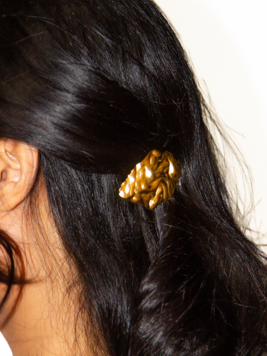 Diamond Gold Texture Barrette in Iris