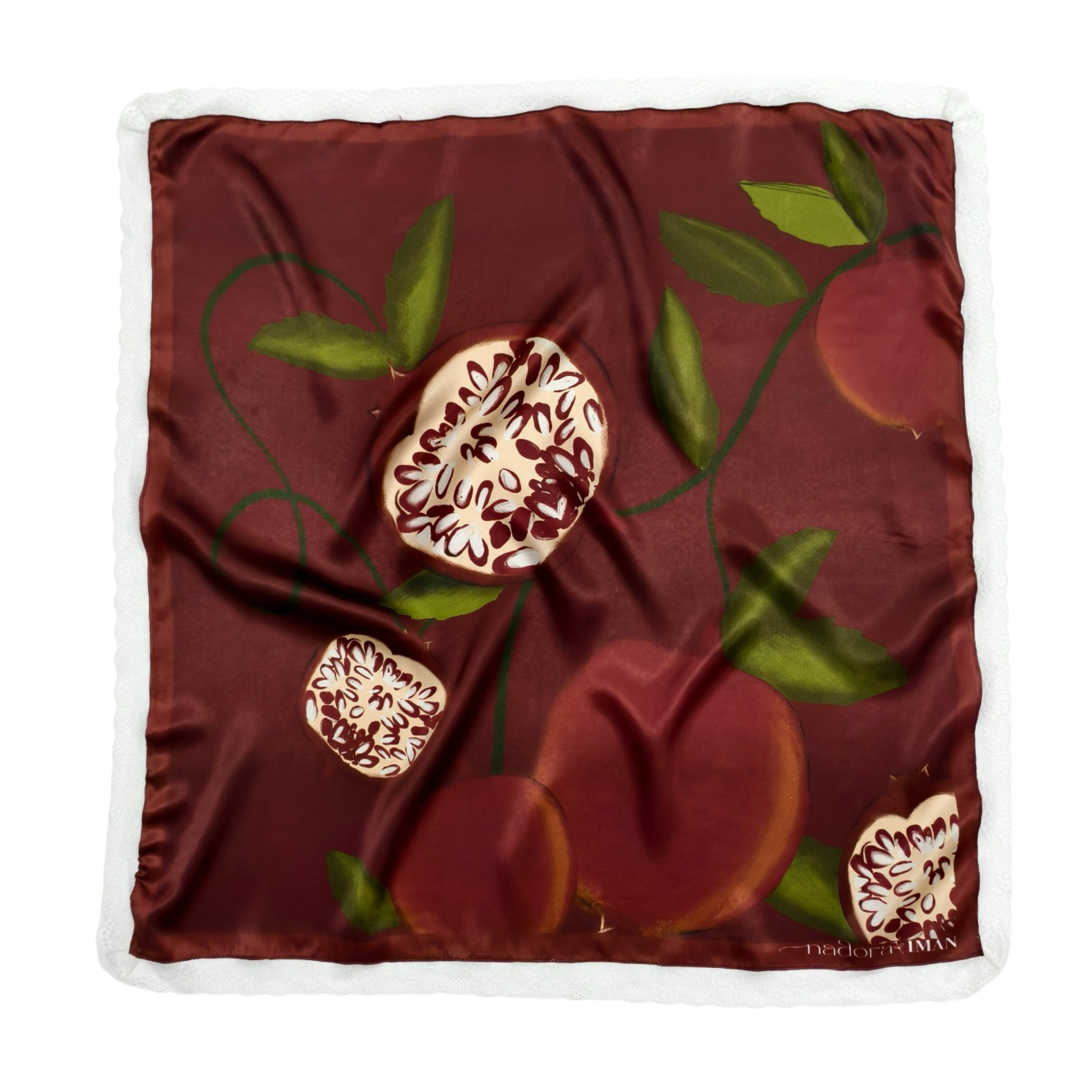 Silk Scarf Flore in Pomegranate