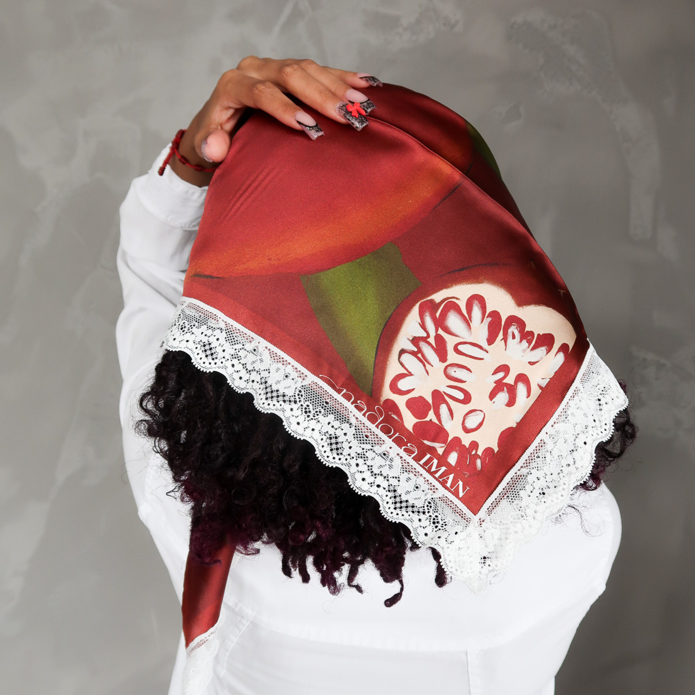 Silk Scarf Flore in Pomegranate
