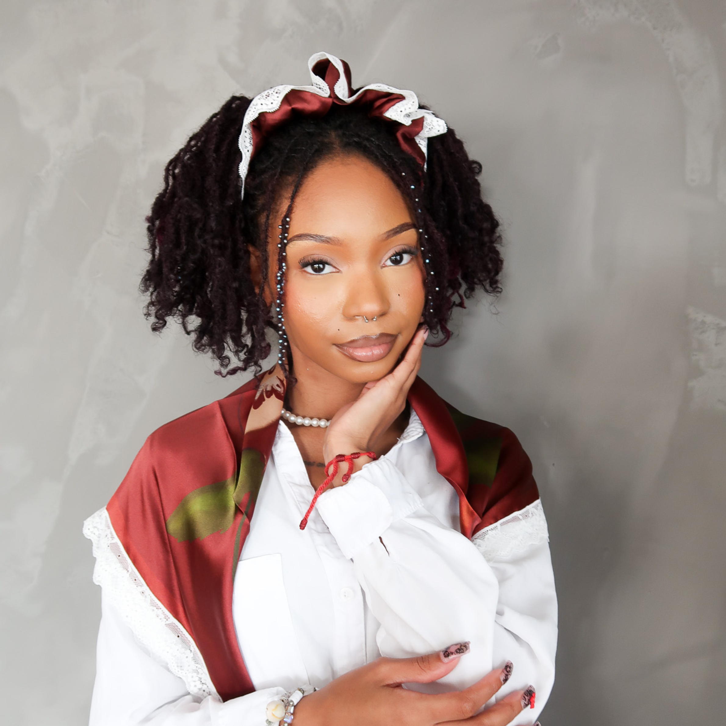 Silk Scarf Flore in Pomegranate