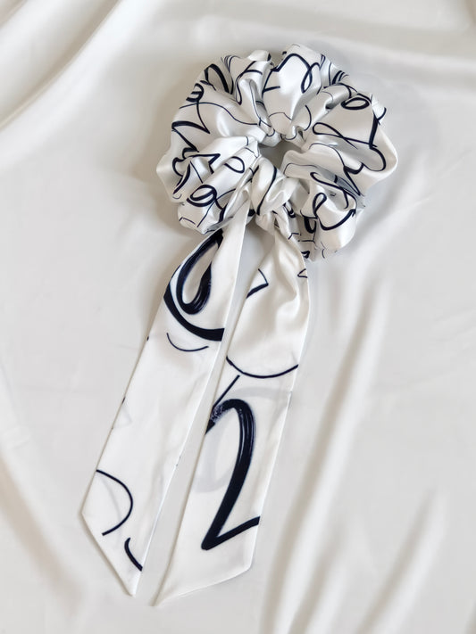 White Egret Set — Silk Scrunchie & Scarf
