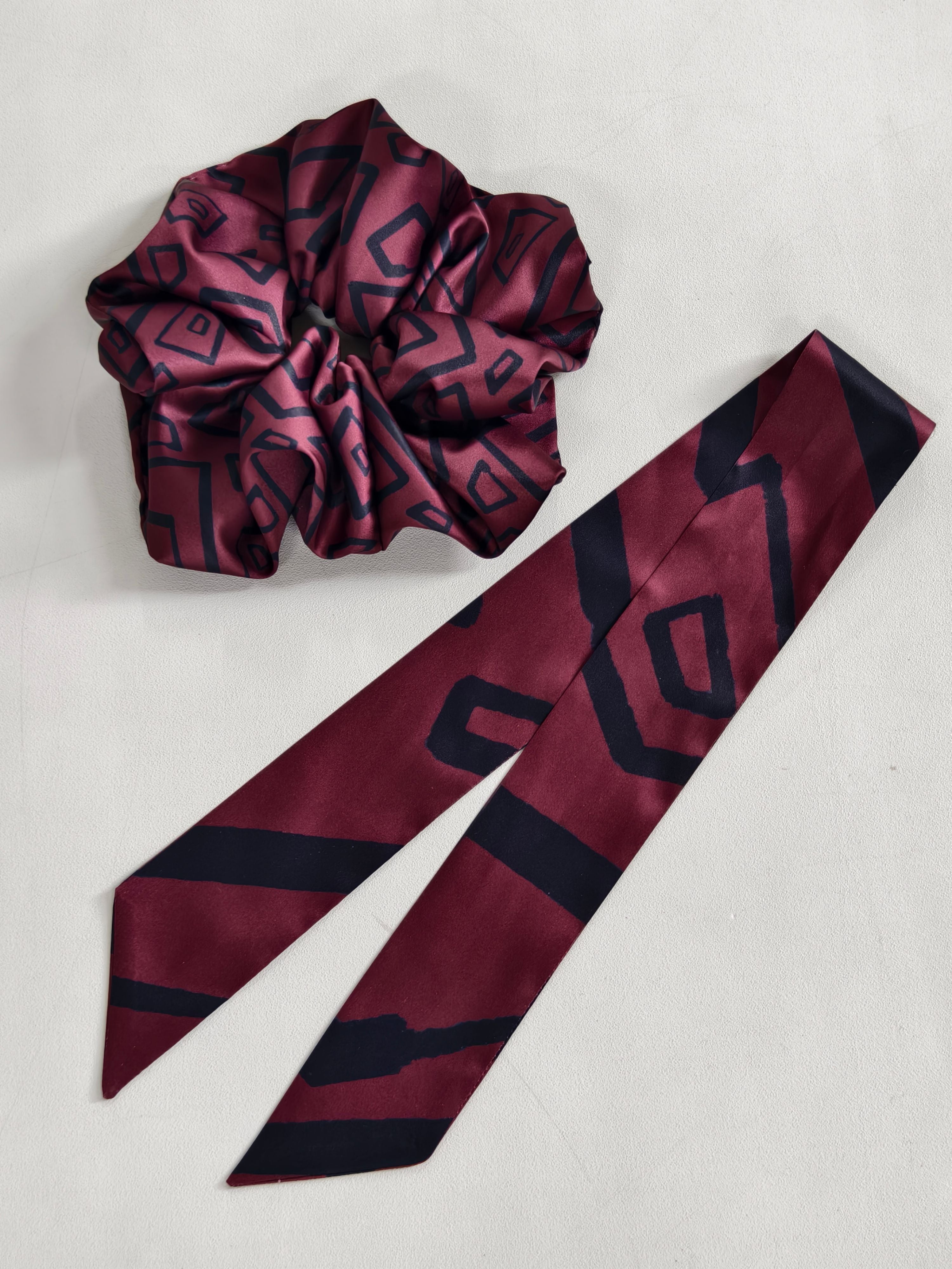 Petunias Set — Silk Scrunchie & Ponytail Scarf