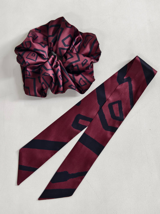 Petunias Set — Silk Scrunchie & Scarf