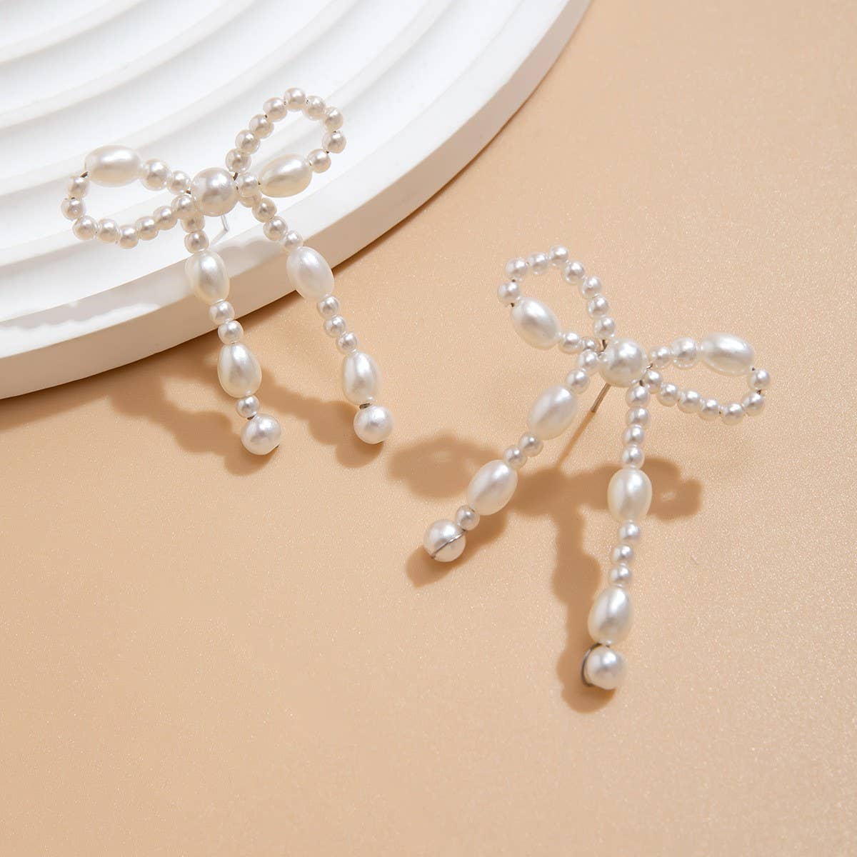 Bow French Tassel Pearl Earrings