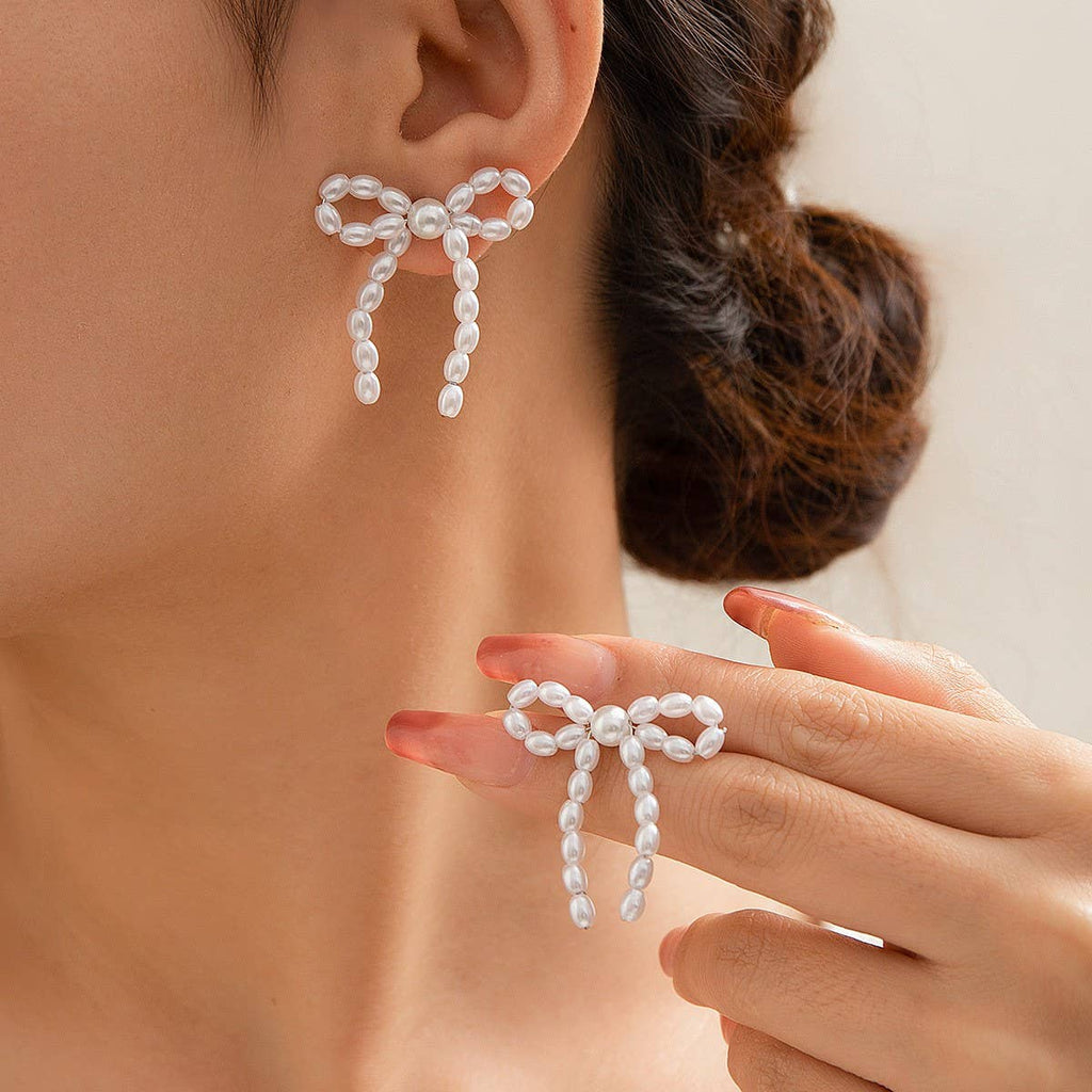Bow French Tassel Pearl Earrings