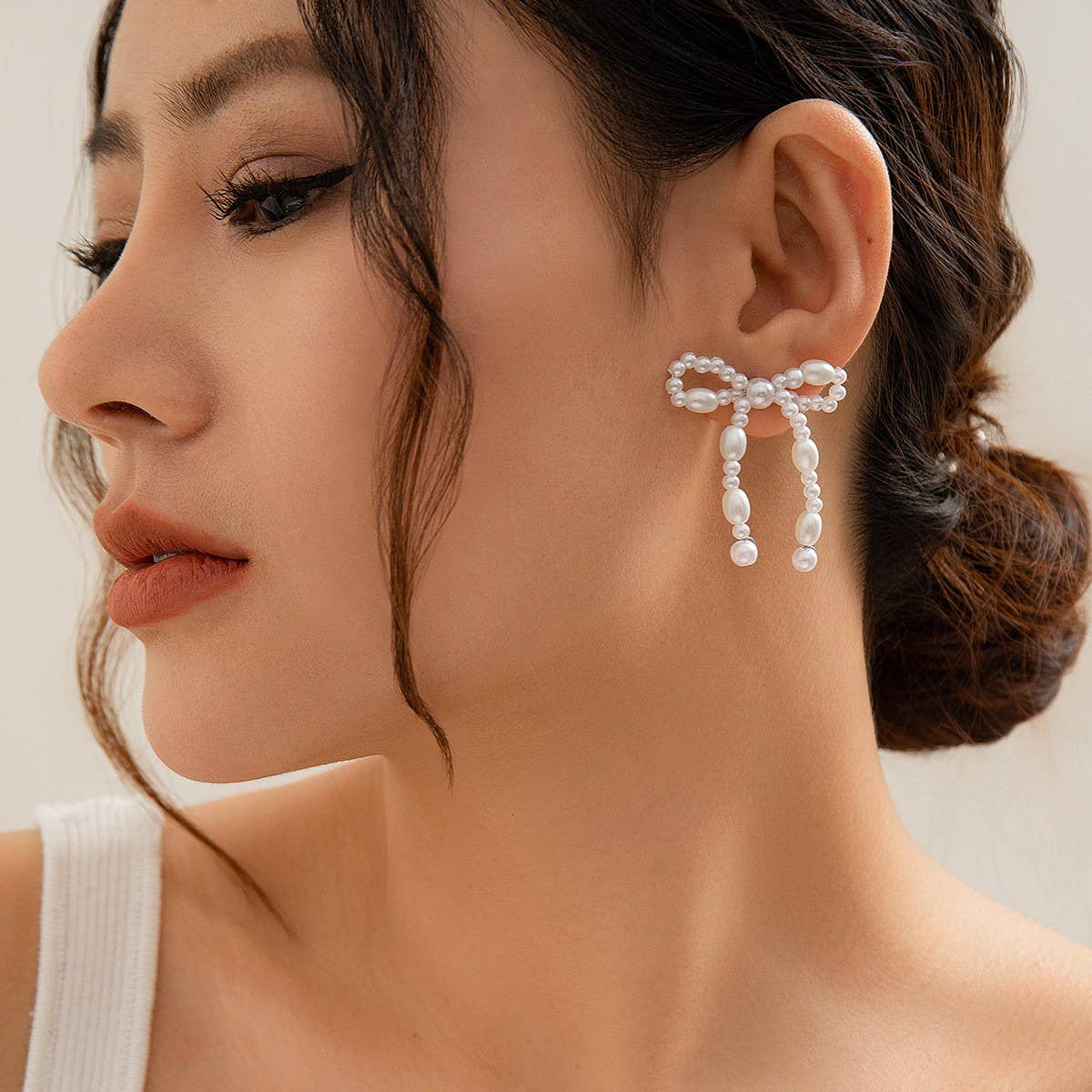 Bow French Tassel Pearl Earrings