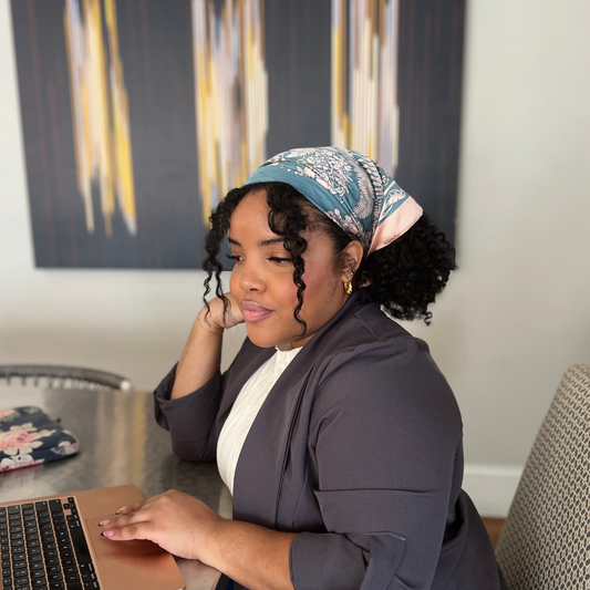 Silk Headscarf in English Bluebell