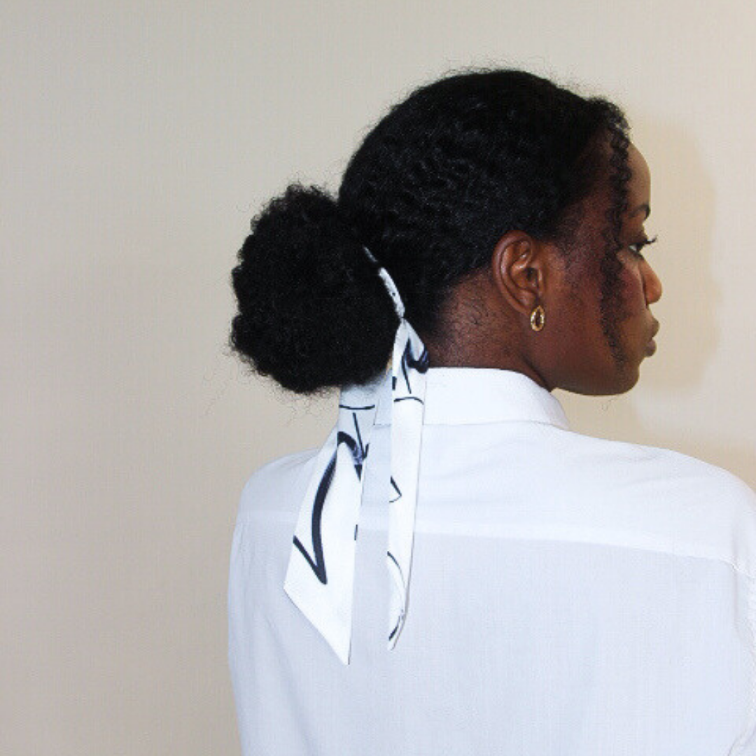 Ponytail Scarf in White Egret