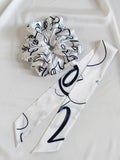 White Egret Set — Silk Scrunchie & Ponytail Scarf