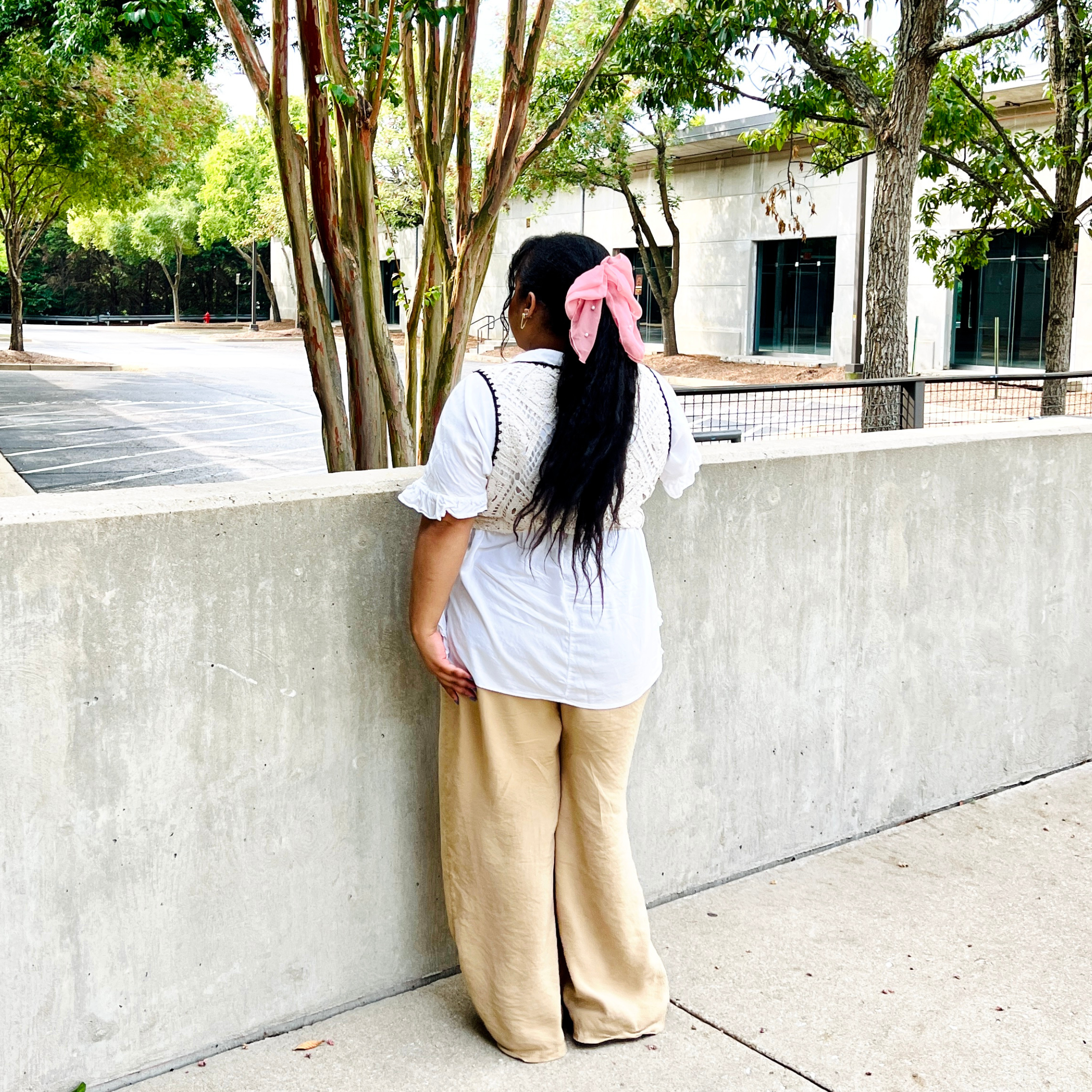 Lace Hair Bow in Dahlia