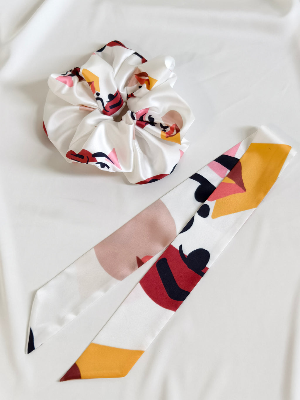 Bellis Set — Silk Scrunchie & Ponytail Scarf
