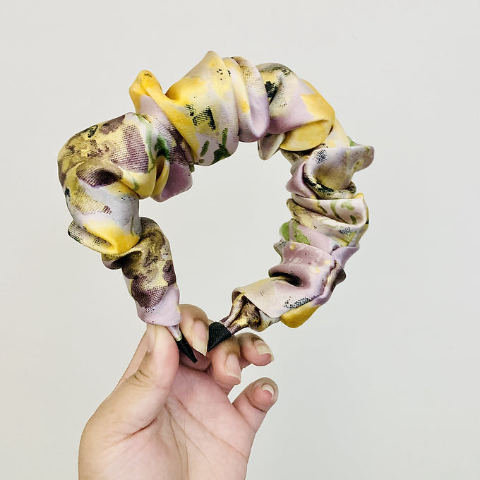 Silk Scrunched Headband in Aster