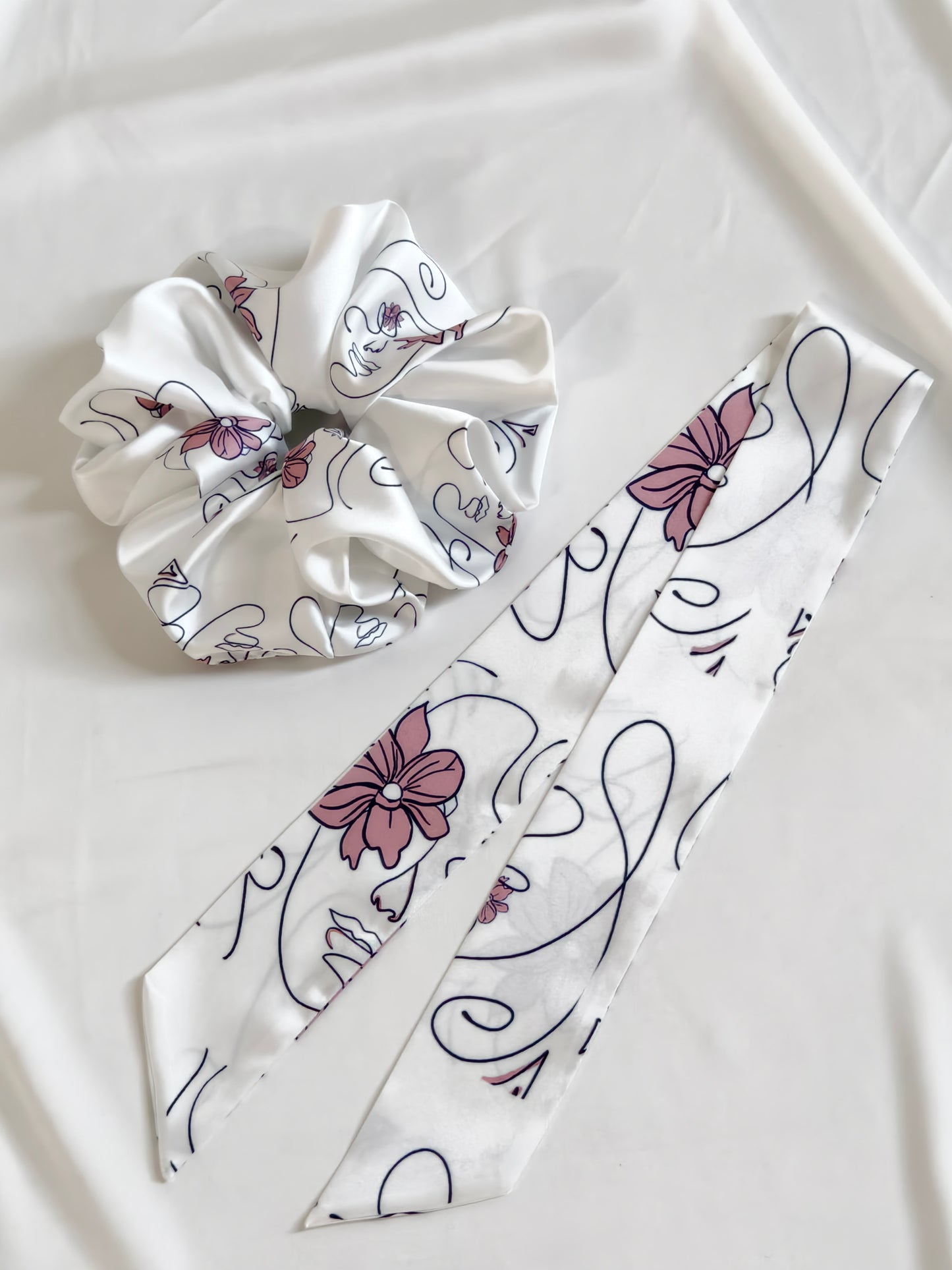 Pansy Set — Silk Scrunchie & Scarf