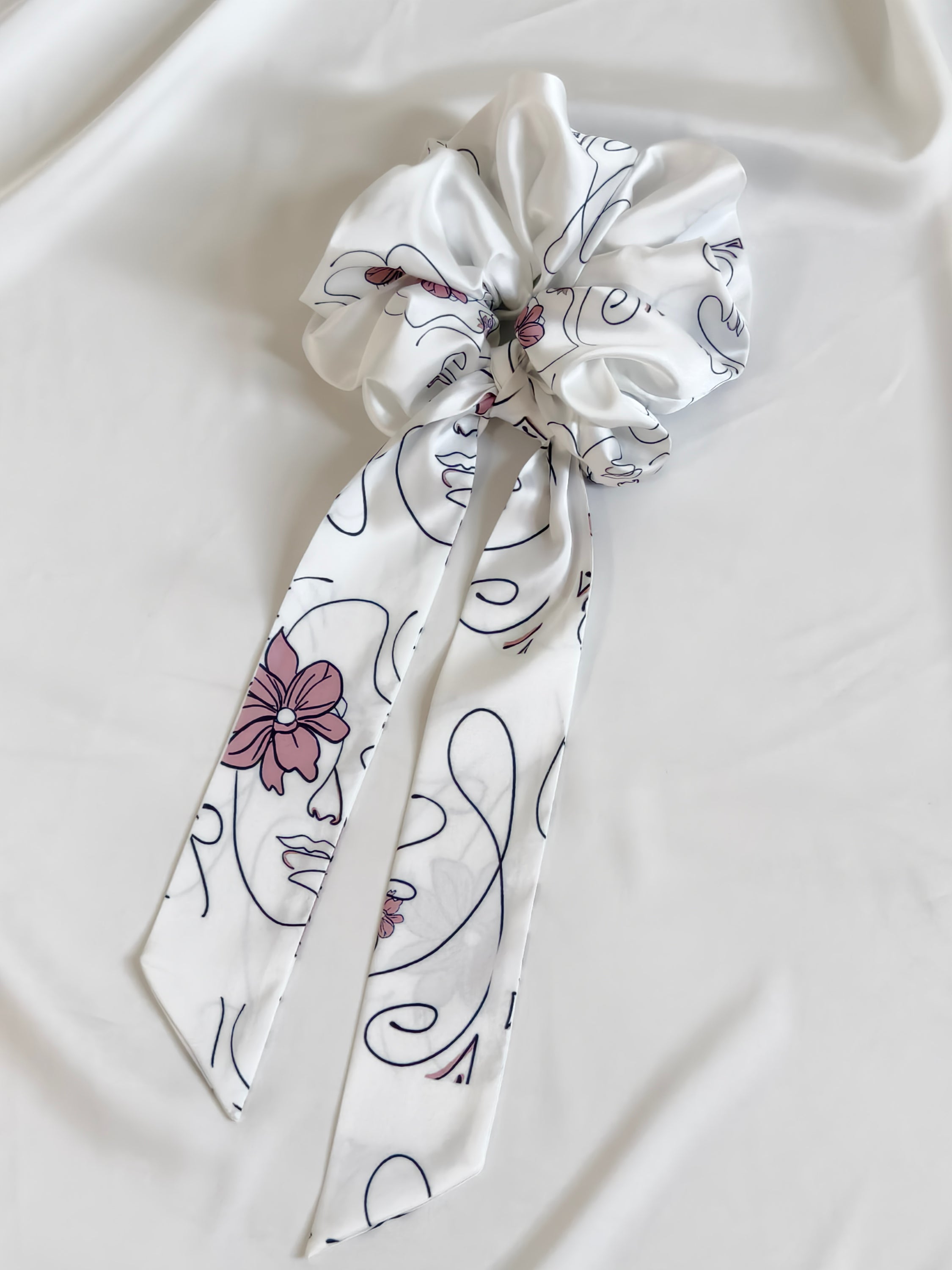 Pansy Set — Silk Scrunchie & Ponytail Scarf