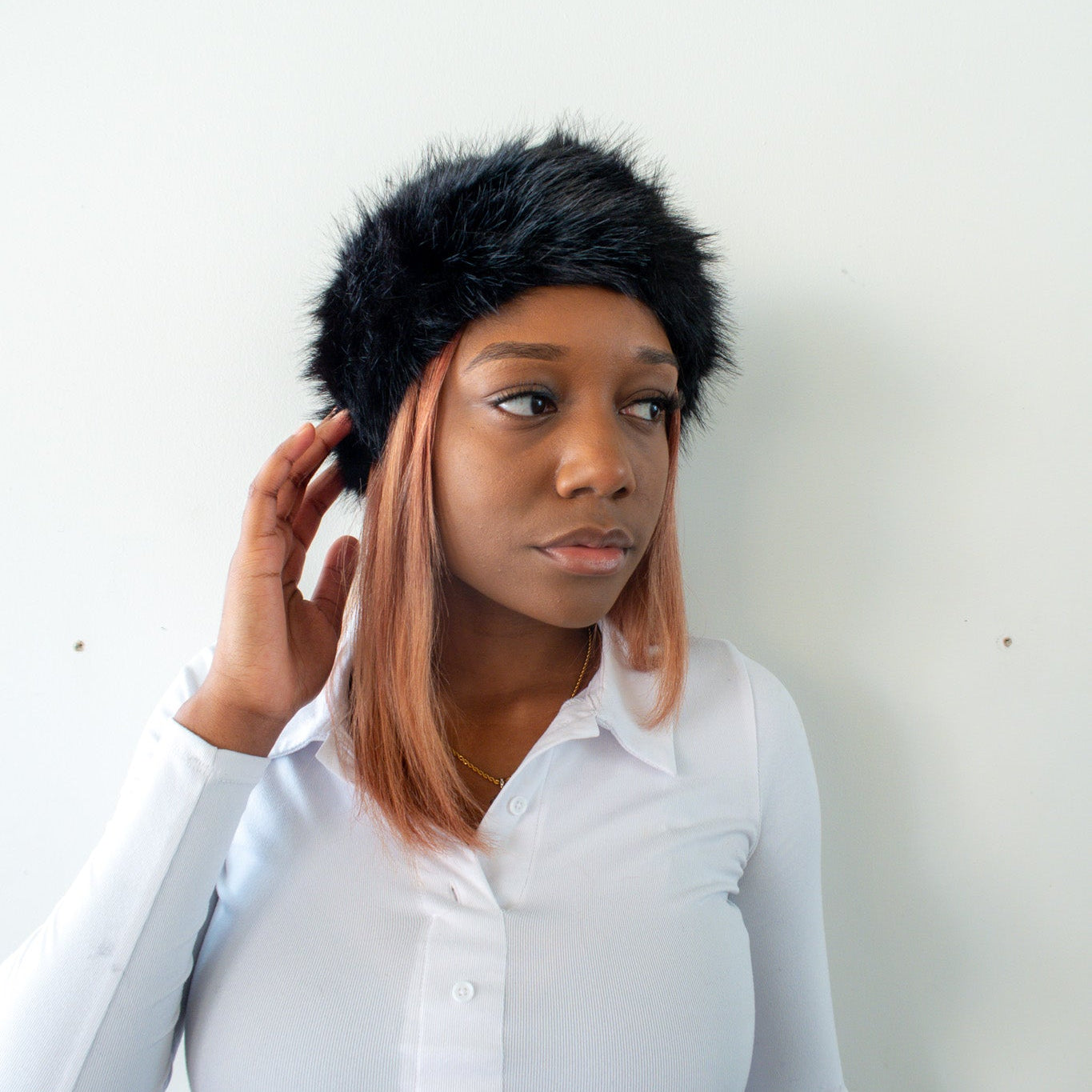 Fur Headband in Amaryllis