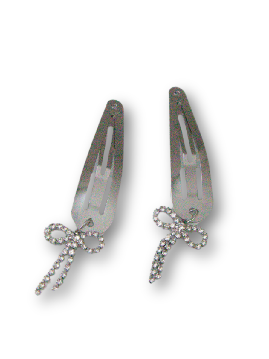Bowknot Metal Snap Hair Clips in Pearl Jasmine