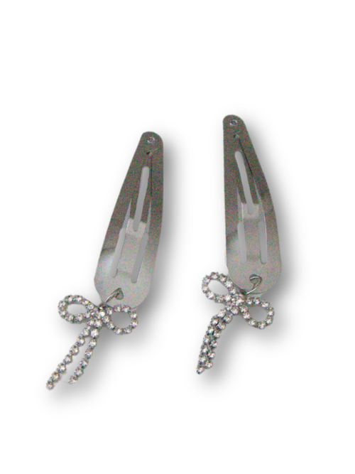 Bowknot Metal Snap Hair Clips in Pearl Jasmine