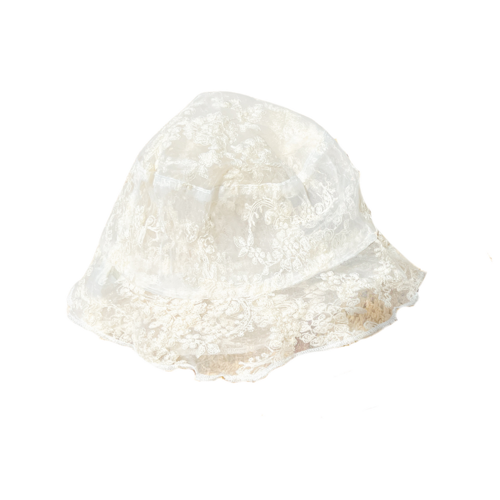 帽子 open sesame club FLEUR LACE BONNET Lace Embroidered Bucket Hat in Tulip – Nadora Iman