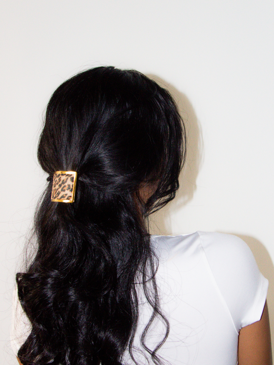 Leopard Print Barrette in Wild Orchid