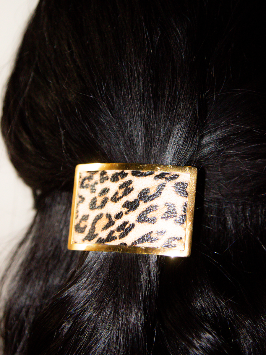 Leopard Print Barrette in Wild Orchid